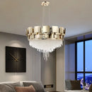 Axyaa Gold K9 Crystal Pendant Light for Bedroom Living Room Dining Kitchen