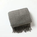 Axyaa Cream White Knit Throw Blanket with Tassels