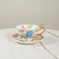 Axyaa Floral Porcelain Coffee Mug and Saucer Set - Creative Tea Cup for Home Breakfast
