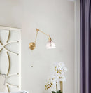 Axyaa Vintage LED Wall Lamp Swing Long Arm Loft Glass Copper Light for Bedroom
