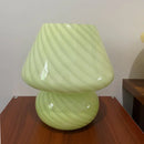 Large Glass Mushroom Lamp with Tricolored LED Bulb - Axyaa Nightstand Light