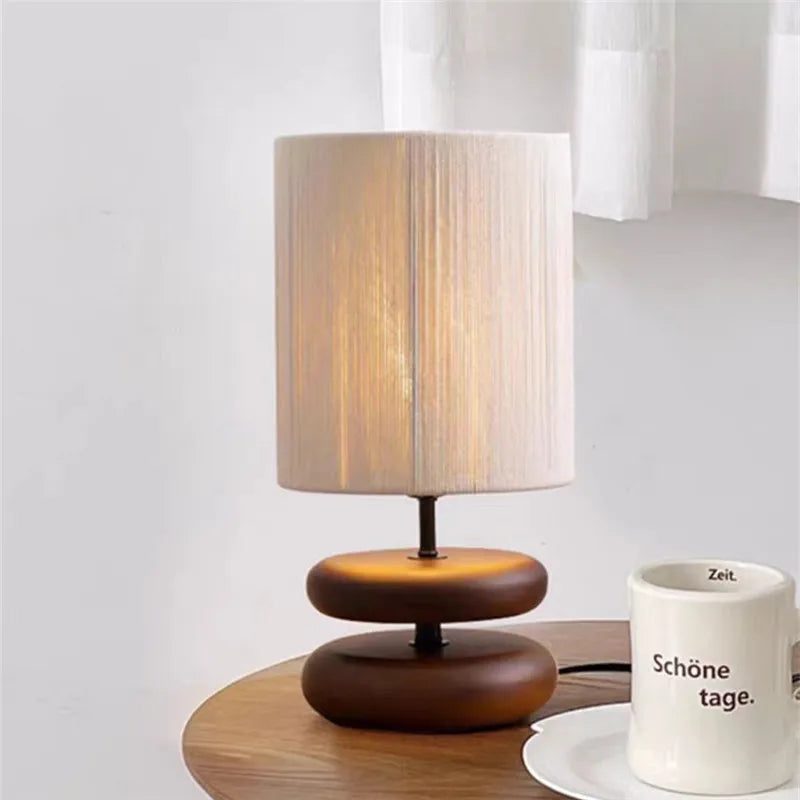 Axyaa Solid Wood Table Lamp: Japanese Style Bedside Ambient Light for Bedroom or Living Room