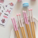 Axyaa Kawaii Bunny Wooden Chopsticks for Kids & Adults, Cute Asian Tableware