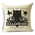 Axyaa Halloween Pumpkin Owl Bat Linen Throw Pillowcase