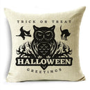 Axyaa Halloween Pumpkin Owl Bat Linen Throw Pillowcase