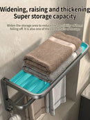 Axyaa Space Aluminum Towel Rack: Upgraded & Thickened, Wall-Mounted Bathroom Storage, Grey/Black 50-60CM