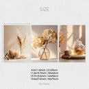 Axyaa Beige Flower Wall Art Set - Modern Canvas Posters for Home and Office