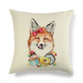 Axyaa Fox Pattern Linen Pillow Cover 45*45cm
