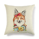Axyaa Fox Pattern Linen Pillow Cover 45*45cm