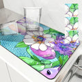 Axyaa Watercolor Plants Coffee Cup Drying Mat, Non-Slip Absorbent Kitchen Drain Mat
