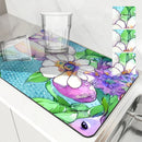 Axyaa Watercolor Plants Coffee Cup Drying Mat, Non-Slip Absorbent Kitchen Drain Mat