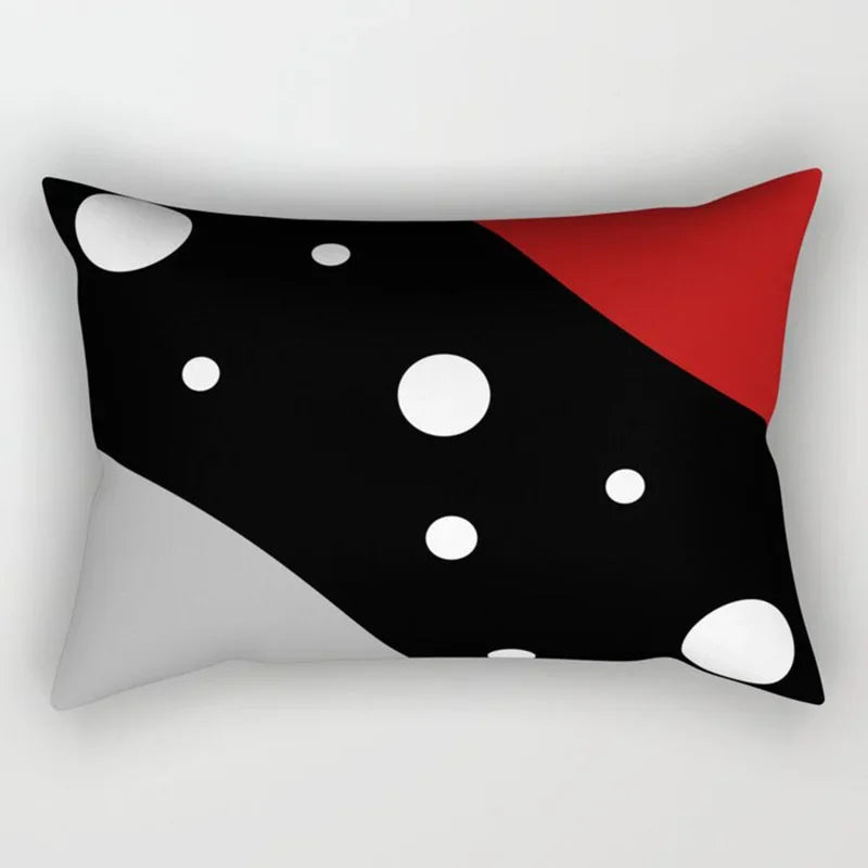 Axyaa Patchwork Stripe Polyester Cushion Cover, Classic Black Red Series, Geometric Design