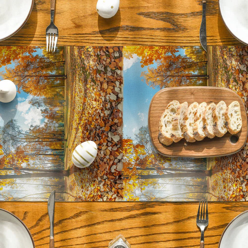 Axyaa Deciduous Sunshine Table Runner: Elegant Dining Table Decor for Kitchen & Weddings
