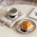 Axyaa Retro Cat Ceramic Mug Saucer Coarse Pottery Coffee Cup Ins Home Breakfast
