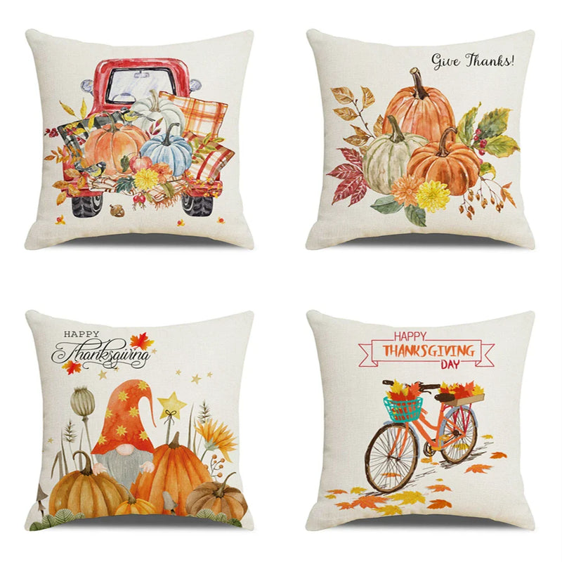 Axyaa Maple Leaf Pillow Case Set for Autumn Harvest Home Decor