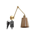 Axyaa Nordic Wood LED Wall Lamp Sconce with Swing Arm and Pull Chain Switch