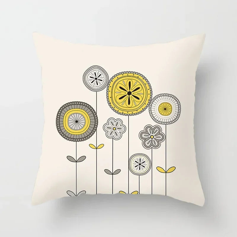 Axyaa Abstract Line Flower Print Pillowcase