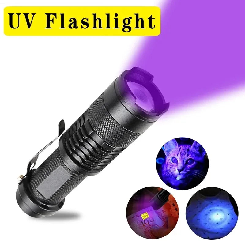 Axya UV Flashlight: 395-400nm Black Light Zoomable Torch for Pet Urine Stains Detection