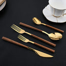 Axyaa Stainless Steel Wooden Handle Cutlery Set - 30 Pieces