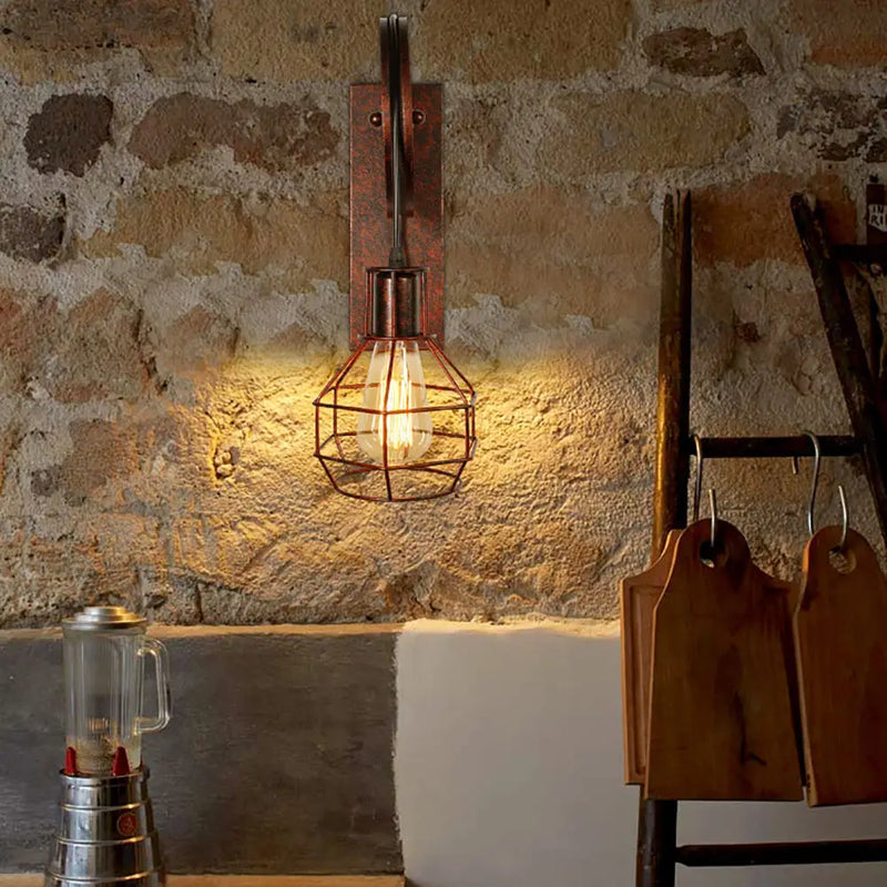 Axyaa Rustic Metal Wall Sconce Light Fixture for Home, Bar, Restaurant