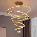 Axyaa Crystal Stair Chandelier - Modern LED Ceiling Hanging Light for Living Room