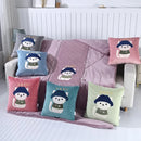 Axyaa Double-Sided Velvet Throw Pillow Quilt - Cartoon Embroidered Design