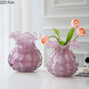 Axyaa Pink Glass Vase Bud Shape Table Decoration Floral Arrangement Aesthetic Décor