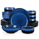 Axyaa 24-Piece Blue Stoneware Dinnerware Set - Change Glaze Finish