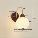 Axyaa Nordic LED Wall Sconce Pull Chain Switch Wood Canopy Bedside Lamp