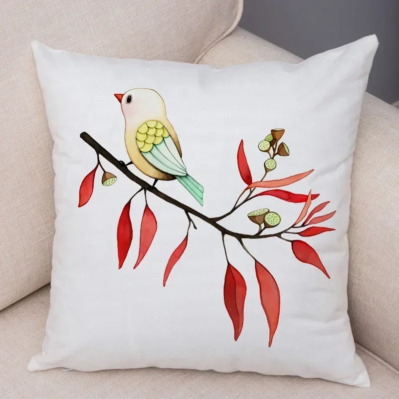 Axyaa Cartoon Parrot Pillowcase with Birds and Flowers 45x45cm