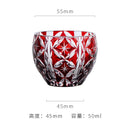 Axyaa Edo Kiriko Sake Set: Carved Glass Cup and Decanter, Luxury Sakeware