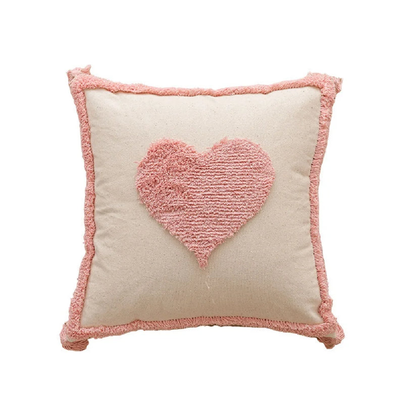 Axyaa Pink Plush Sofa Pillow Case 45X45, Love Style Home Decorative Cushion Cover