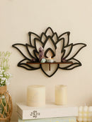 Axyaa Lotus Wood Corner Shelf Crystal Stone Essential Oil Organizer Home Decor