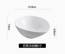Axyaa Ceramic Slanted Mouth Salad Bowl Set - Creative Vegetable Fruit Plate Soup Bowl
