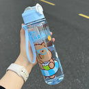 Axyaa Kids Cartoon Water Bottle with Straw, Large Capacity & Portable