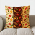 Axyaa Autumn Leaves & Pumpkins Pillow Cover - Sofa, Bedroom, Car Decor