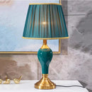Axyaa Chinese Green Ceramic Table Lamp with European Cloth Shade