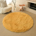 Axyaa Kids Bedroom Plush Rug: Circular White Fluffy Carpet for Nursery & Play Mat