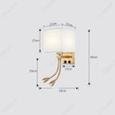 Axyaa LED Fabric Wall Light with Rotating Spotlight and USB Charging Port