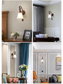 Axyaa Retro Wrought Iron Glass Wall Lamp for Living Room & Bathroom