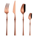 Axyaa Gold Stainless Steel Flatware Set - Elegant Black Dinnerware Tableware
