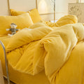 Axyaa Solid Flannel Bedding Set, Reversible Fleece Duvet Cover and Cozy Sheet with Pillowcases