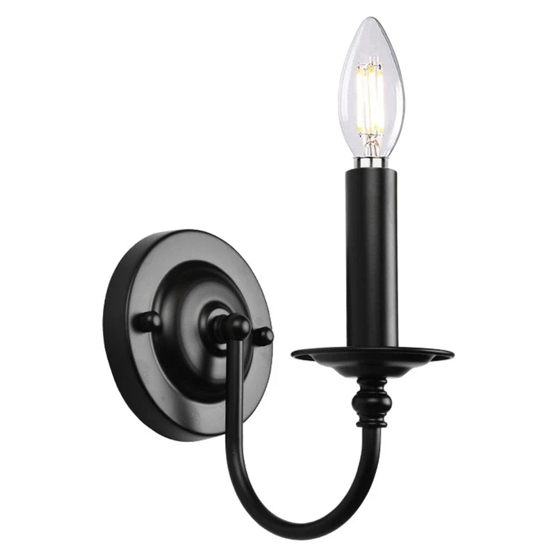 Axyaa Retro Industrial Black Iron Wall Lamp - E14 Candle Light for Bedroom, Kitchen, Bar