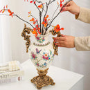 Axyaa Chinese Ceramic Craft Vase: Home Art Flower Arrangement Decoration