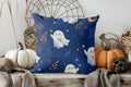 Halloween Pillow Cover Ghosts & Black Cat Design by Axyaa