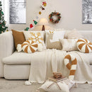 Tufted Embroidered Christmas Cushion Cover, Beige & Gold Milu Deer Design, Axyaa Brand