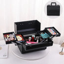 Axyaa Large Portable Makeup Train Case with 4 Trays - Professional Cosmetic Storage Box