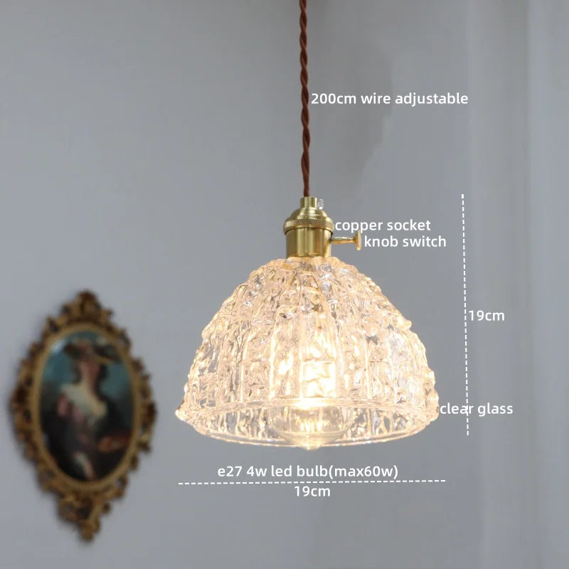 Axyaa Modern LED Glass Copper Pendant Light with Knob Switch