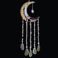 Axyaa Agate 7 Chakra Gem Dream Catcher Wall Decor Moon Gemstone Wind Chime