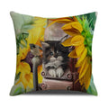 Axyaa Pug Pets Pattern Sofa Cushion Cover Home Decor Pillowcase Linen Cartoon